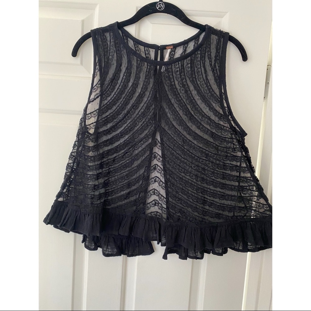 FREE PEOPLE Sheer Lace Crop Layering Top